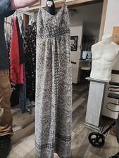 Ann Taylor Loft Maxi Dress Black And Off White Size 2 Sundress Comfort Print