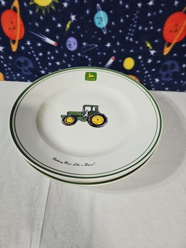 Gibson John Deere Farm Tractor Dinner Plates 11" Nothing Runs Like A Deere