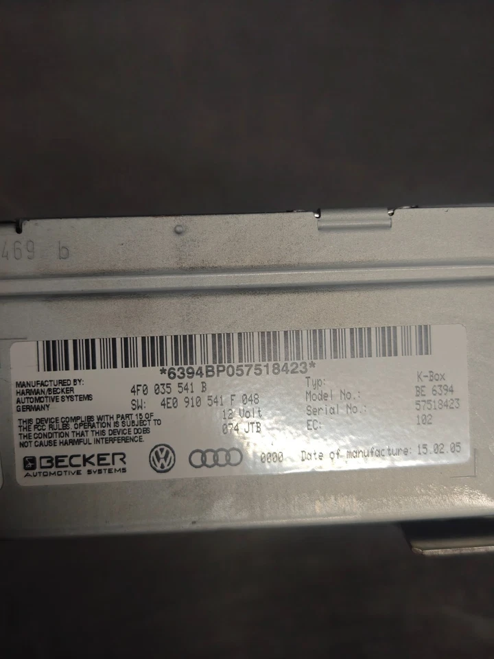 🇫🇷 ♻️ AUDI A6 C6 A4 B7 A8 Q7 A5 LECTEUR RECEPTEUR RADIO 4F0035541B 4E0910541F - Photo 2/2