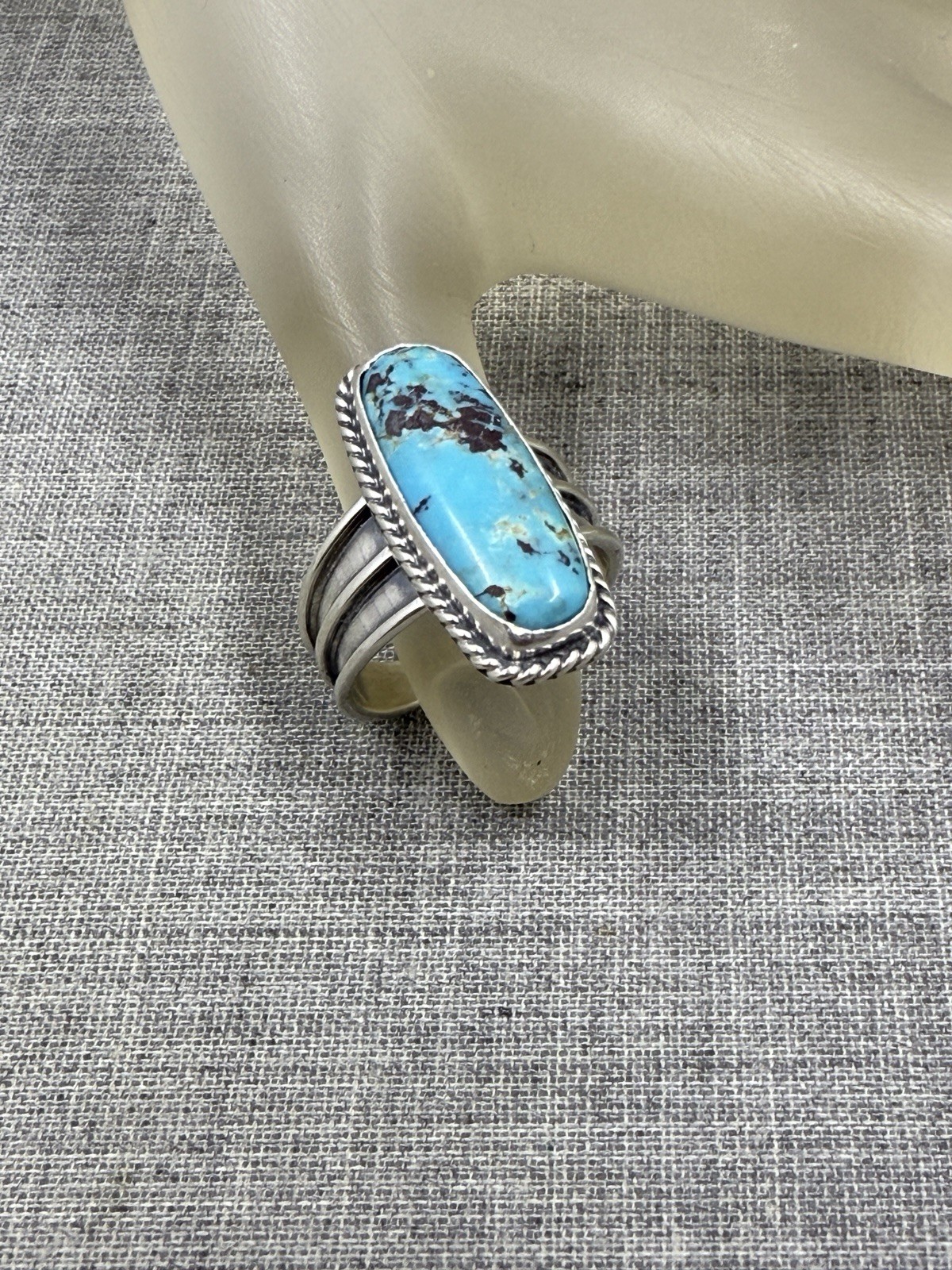 Running Bear Rectangle Turquoise Sterling Silver … - image 1