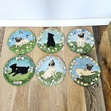 Danbury Mint Pug Dog Garden Stepping Stones Set of 6 11" Resin