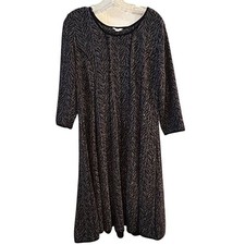 EST. 1946 Women's L Black & Silver Patterned Midi Dress Party/Cocktail