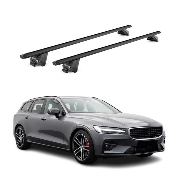 DachträGer GrundtäGer FüR Volvo V60 Ii 2019-26 100Kg Aluminium Schwarz 2 Tlg Abe-image
