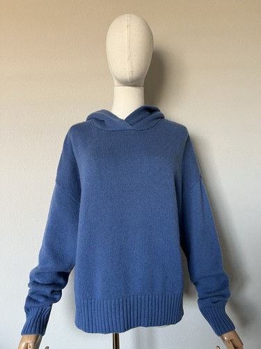 Greyson Wool Cashmere Hoodie Womens Size Medium Blue Pullover Sweater