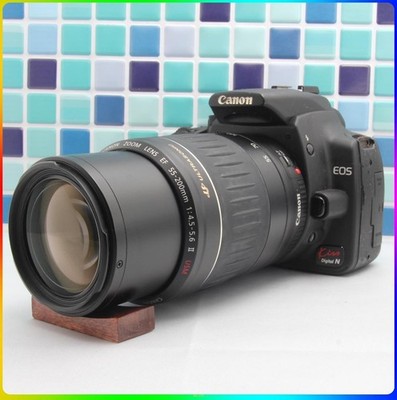 Canon EOS Kiss Digital N DSLR Camera with 55-200mm Lens for Beginners