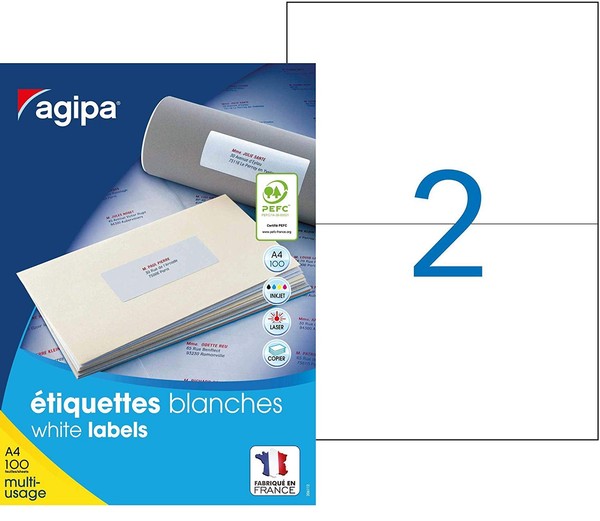 agipa Universal Etiketten 210 X 148,5 Mm Weiß Rechteckig 200 Etiketten-image