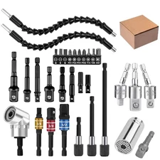 32pcs Flexible Drill Bit Extension Set, Rotatable Joint Socket 1/4 3/8 1/2 In...