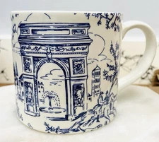 Tiffany & Co. Toile Coffee Tea Mugs With Scenes of New York Blue and White