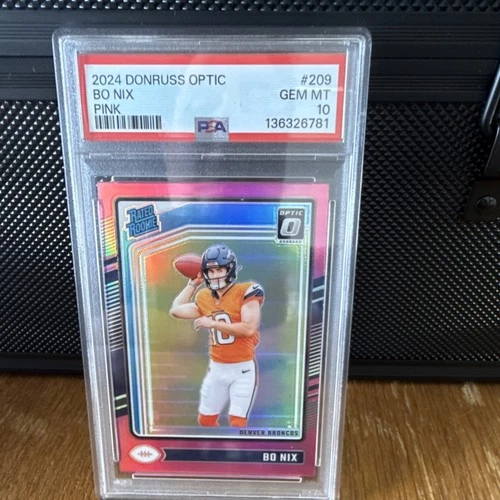 Panini 2024 Donruss Optic Rated Rookie Bo Nix #209 Pink Prizm PSA 10 Broncos