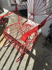 VINTAGE RED WROUGHT IRON TWISTED WIRE PEACOCK Rocker CHAIR Large Fan Adult — photo 6