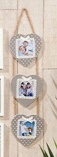 Portafoto da parete in legno 3 foto cuore 14,5 x 57,5 cm 2 Colori