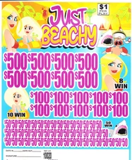 Pull Tickets - Pull Tabs - Jar - Game -Just Beachy 10,020 ct
