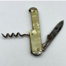 Vintage Camco USA Pocket Knife Corkscrew Wine Opener Faux Mother of Pearl Handle