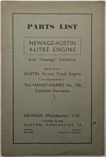 Original Newage Austin 4 Litre Engine Manual For Massey Harris Combine No 726 2