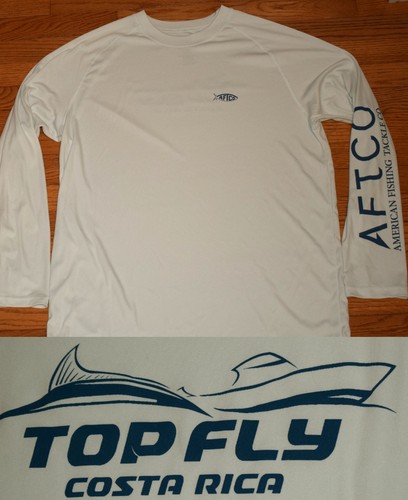 AFTCO Shirt Aftech Performance Angeln Langarm Oberteil Fly Costa Rica Herren L