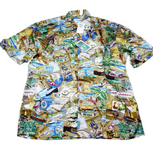 NEW REYN SPOONER CAMP SHIRT -XL- CUBAN CIGAR SMOKE HAVANA PIRATE BIRD USA LAWN