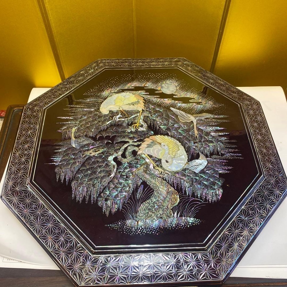 Jubako Bento Box Japanese Motherofpearl work octagonal lacquer confectionery cra