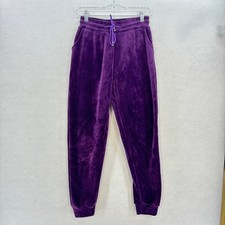 Kids Fleece Lined Jogger Pants L XL Purple Velvet Drawstring Waist Cozy Lounge