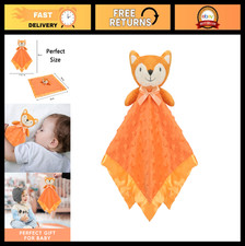 Soft Orange Fox Security Blanket - Unisex Baby Lovey, Snuggle Toy, 16" Stuffed A