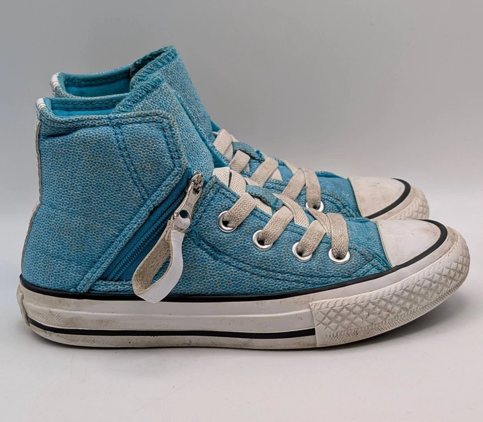 Camisetas altas Converse Chuck Taylor talla Junior 11 verde azulado blanco cremallera lateral acolchado cómodo Foto 2 de 4