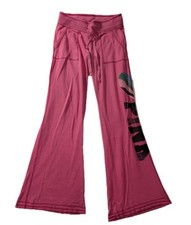 Y2K Victoria  s Secret PINK Heart Logo Flare Sweatpants Pink XS 2009 Vintage