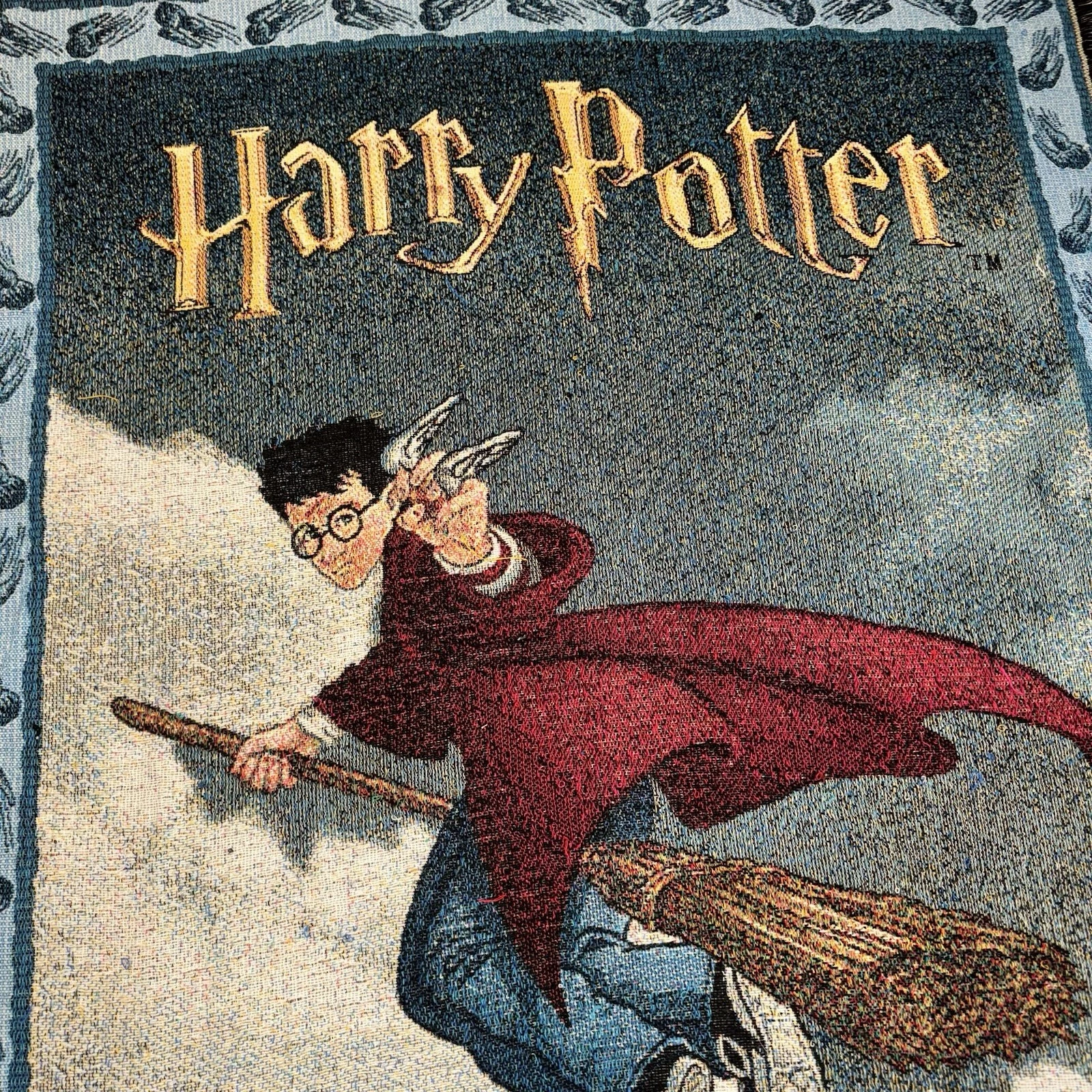 Harry Potter Woven Tapestry Throw Blanket 45x55 Wizard Broomstick Quidditch