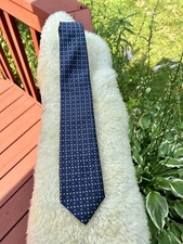 Robert Talbott best of class silk tie navy with repeating pattern made in USA