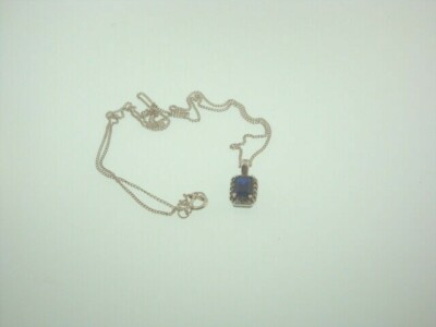 STAUER Sterling Silver Necklace Blue Sapphire color Stone 20'' 