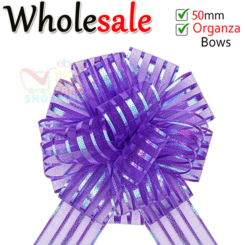 50mm Large Bow Organza Ribbon 20 Pull Bows Wedding Party Decor Gift ...