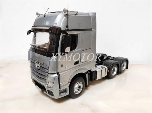 NEW 1/24 Mercedes Benz Actros Trailer head Truck Diecast Model Car Silver/Red - Picture 25 of 26