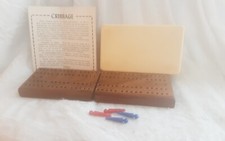 DRUEKE CRIBBAGE BOARD CARD GAME FOLDING WALNUT WOOS VTG BOX INSTRUCTIONS TRAVEL