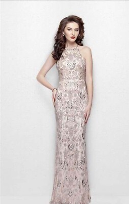NWT Primavera Couture blush sequins prom evening dress gown size 00 style 3007