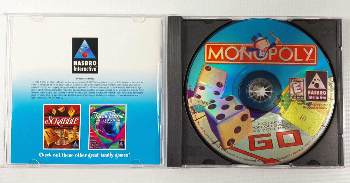 Monopoly PC CD-ROM Computer Game for Windows 95/98 Hasbro