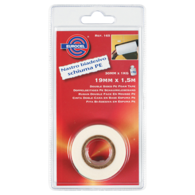 Petec Nastro Biadesivo In Schiuma 19mm X 1mm 10 Metri: 2 Rotoli Per Montaggio E Fissaggio Forte 87200