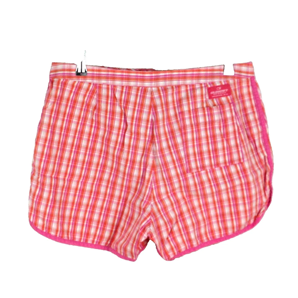 Old Navy 100% 棉女式混合泳裤 12 码橙色粉色帆布格子 — 第 2/3 张图片