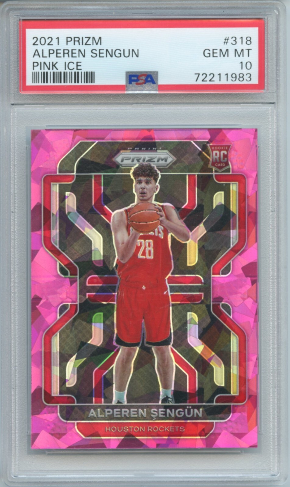2021-22 Panini Prizm Alperen Sengun Pink Ice RC Rookie PSA 10 Gem Mint #318