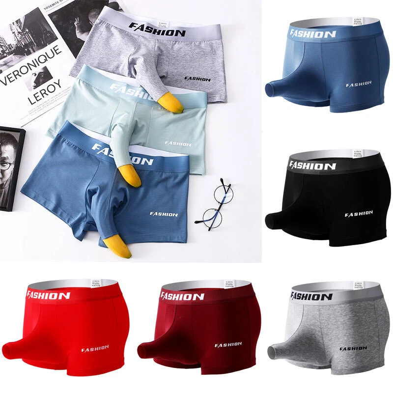 Men Boys Breathable Underwears Boxer Briefs Shorts Long Penis Pouch  Underpants