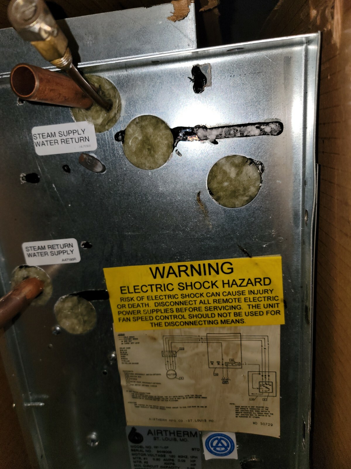 Airtherm Fan Coil Unit Mod 0211RCF 24X24X10" 1/2" Copper Coil 120V