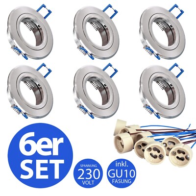 6x GU10 Einbaustrahler Set Aluminium Einbauleuchte Einbaurahmen Rostfrei Spot