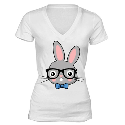Para mujer Conejo Conejo Camisa Nerd Gafas Huevo de Pascua Camiseta Primavera - Imagen 4 de 13