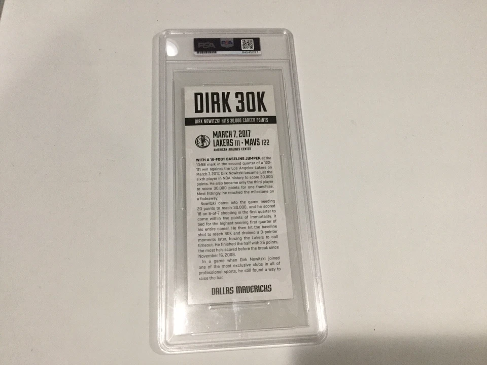 Dirk Nowitzki Signed 30K Ticket Slabbed Encapsulated Go Mavericks PSA DNA COA d - Image 2 of 2