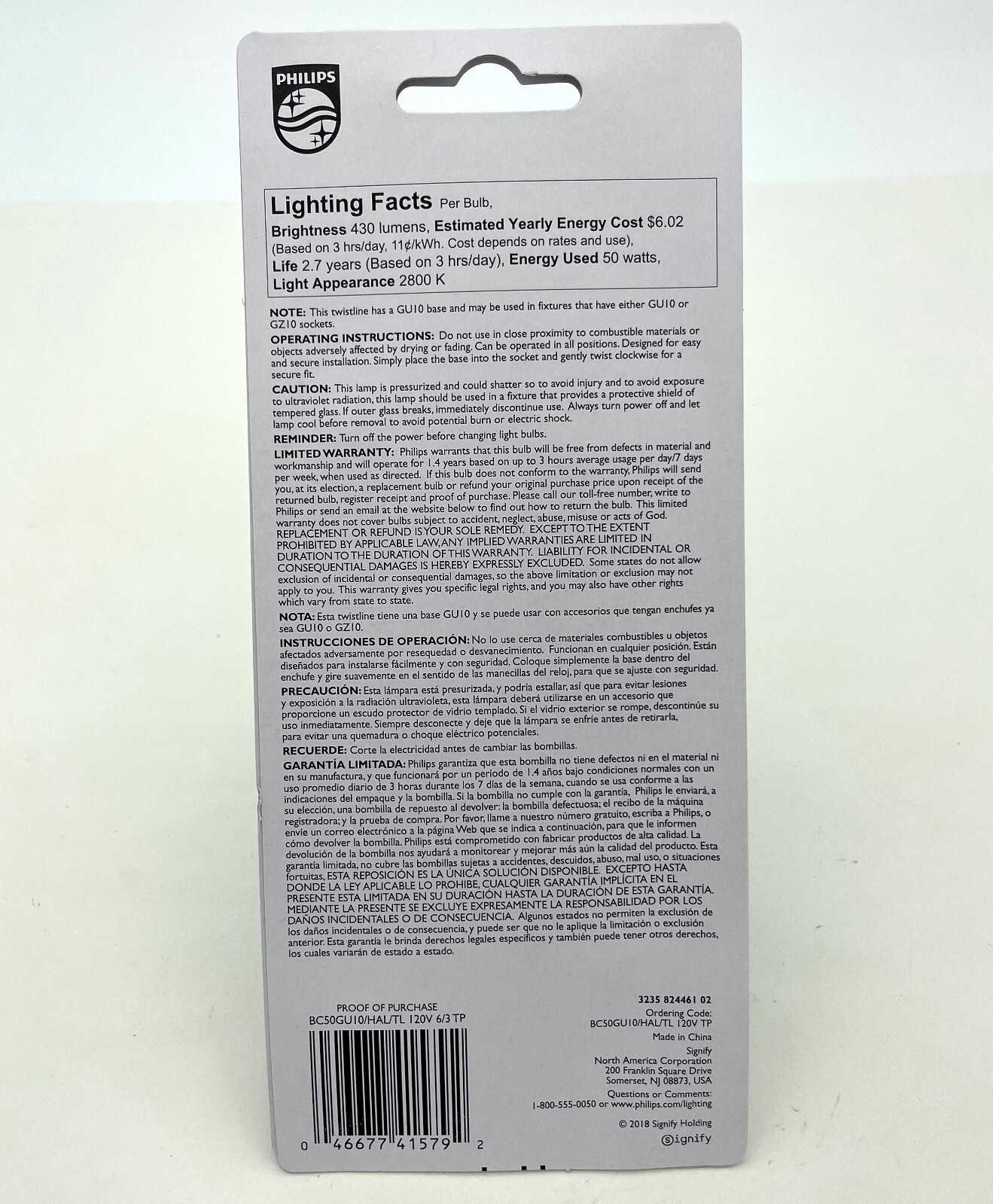3-Pack PHILIPS Indoor Flood 50W MR16 GU10 Base 120-Volt Halogen Light Bulb