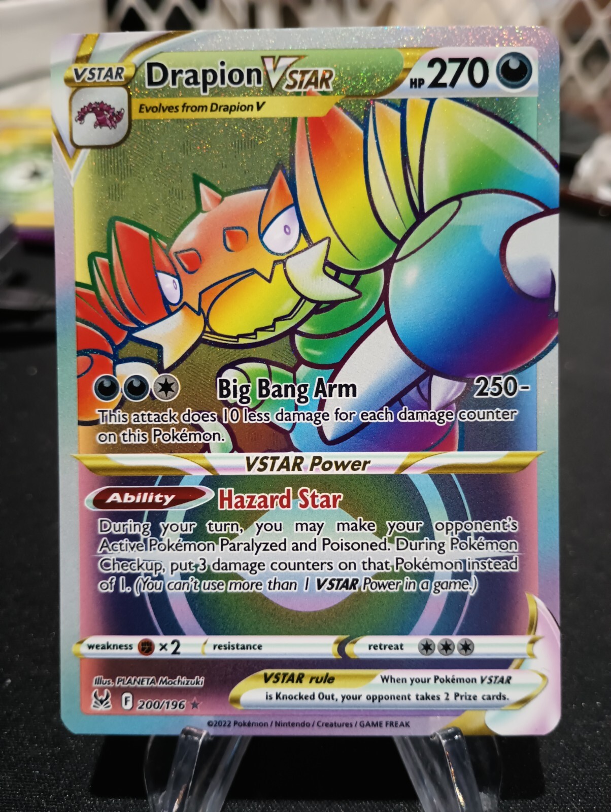 DRAPION VSTAR 200/196 LOST ORIGIN POKEMON (RAINBOW SECRET, NM)
