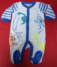 Baby Jungen Overall Strampler Schlafanzug ROBOTER DINO kuschelig weich GR.62 NEU