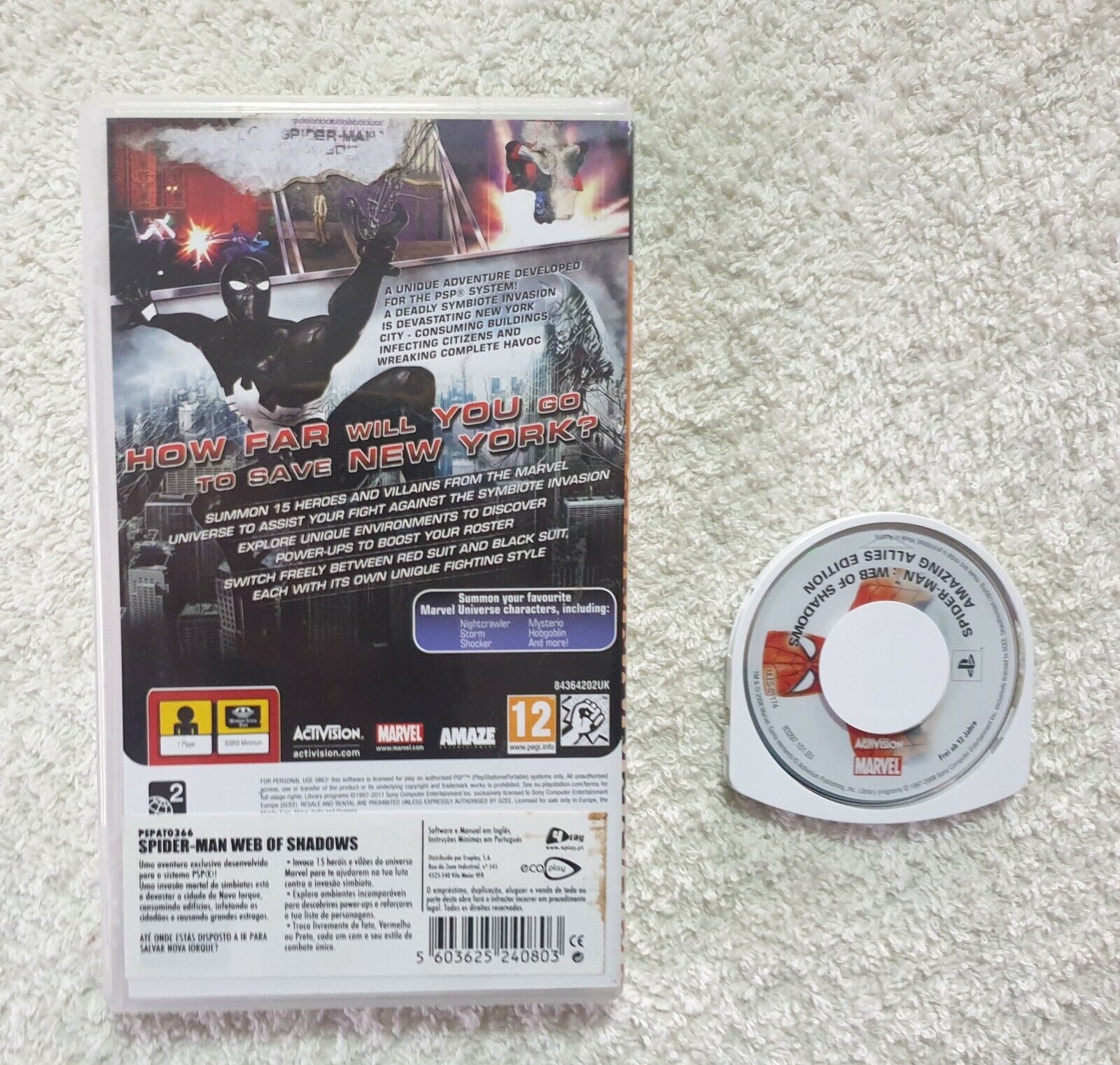 Spider-Man Web of Shadows Amazing Allies Spiderman REGION FREE Sony PSP  English 