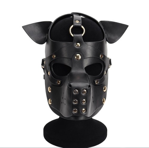 CUERO GIMP PERRO Capucha de cachorro Máscara completa Boca Disfraz Máscara fetiche BOZAL - Imagen 9 de 22