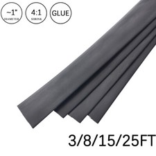 4:1 Heat Shrink Tube - 1" Black Dual Wall Marine Adhesive Glue Lined Waterproof