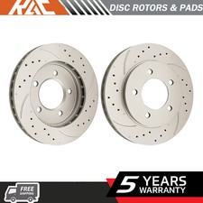 2PCS Front Drilled & Slotted Brake Rotors for Lincoln Navigator 2000 2001-2002