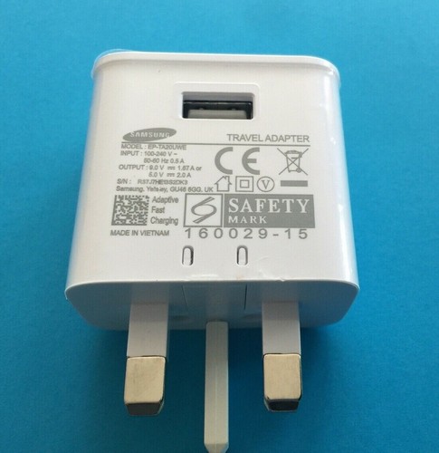 CHARGEUR RAPIDE UK ORIGINAL SAMSUNG ADPATIVE FAST CHARGING 5V 2A EP-TA20UWE OEM - Photo 3 sur 8