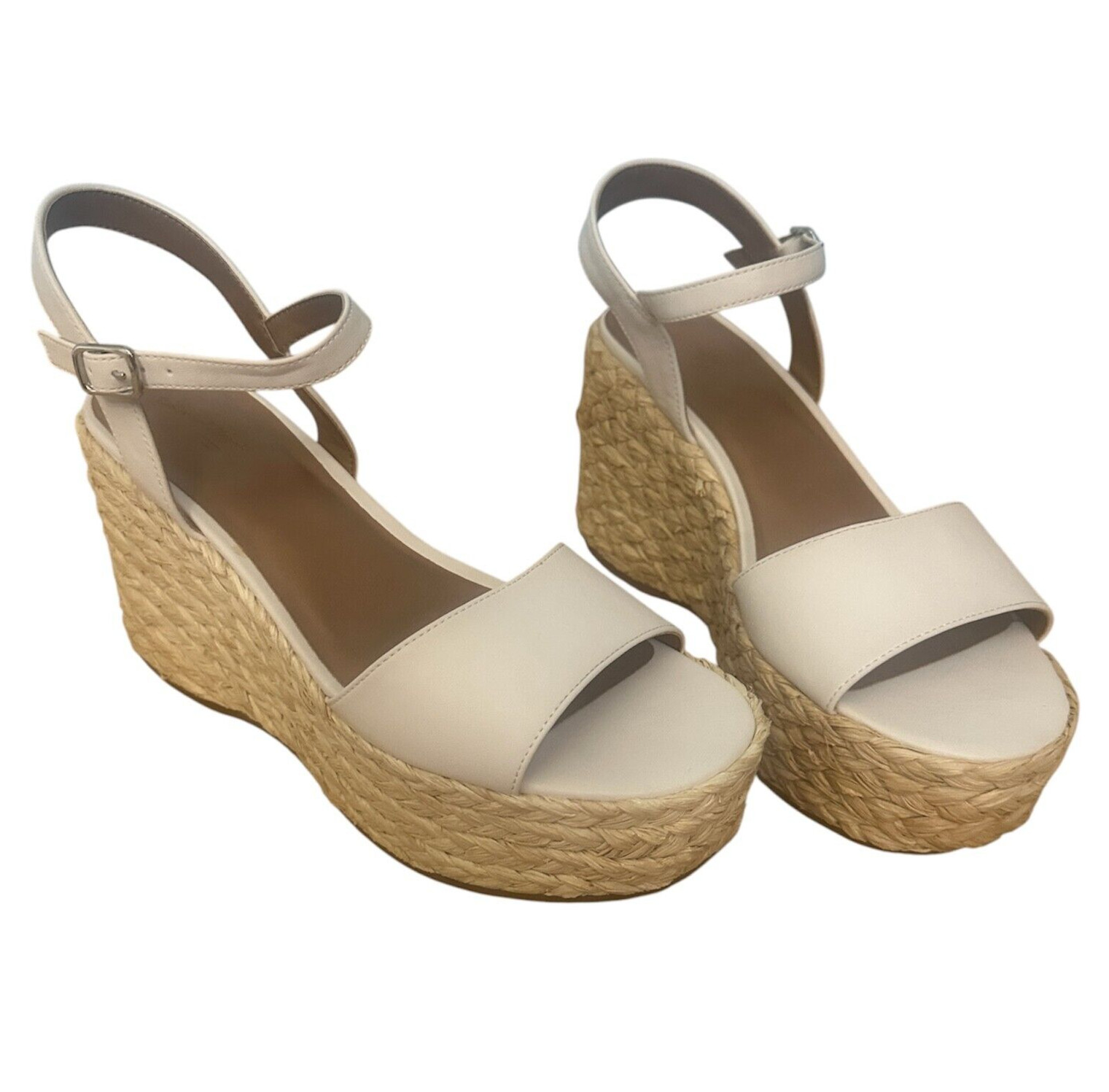 Universal Thread Platform Wedge White Sandals Ank… - image 1